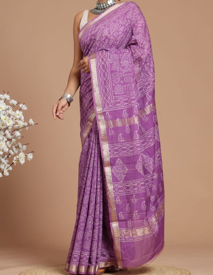 Chaitaly | Maheshwari silk sarees with block print