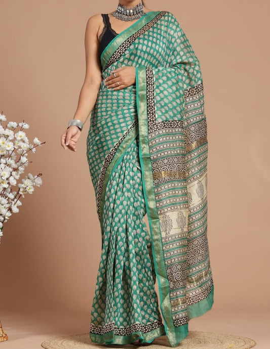 Chakrika | Maheshwari silk sarees with block print