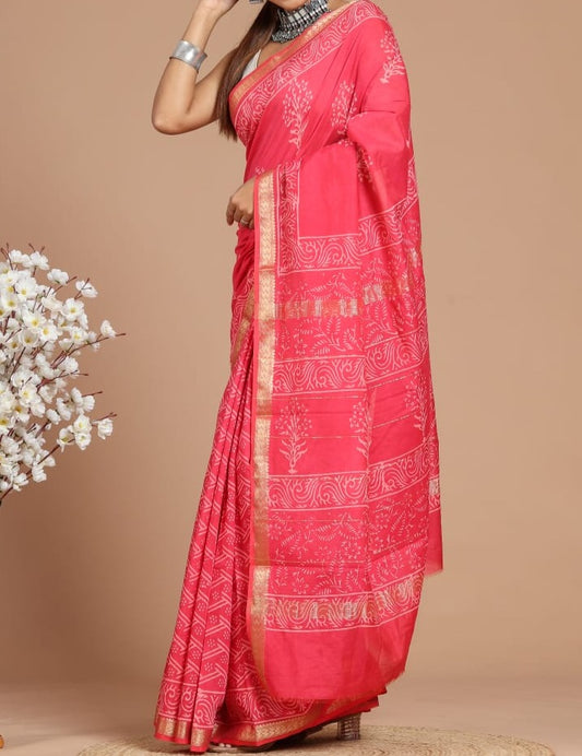 Chasmum | Maheshwari silk sarees with block print
