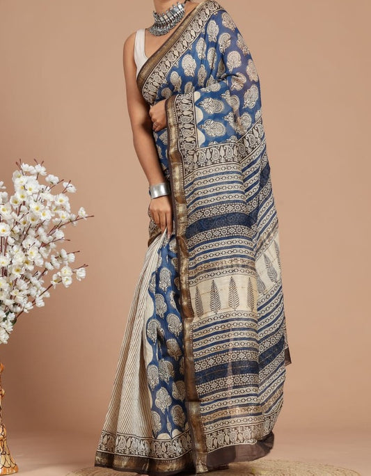Chavvi | Maheshwari silk sarees with block print