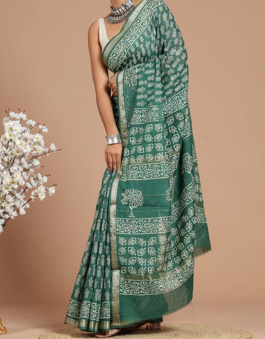 Dalaja | Maheshwari silk sarees with block print