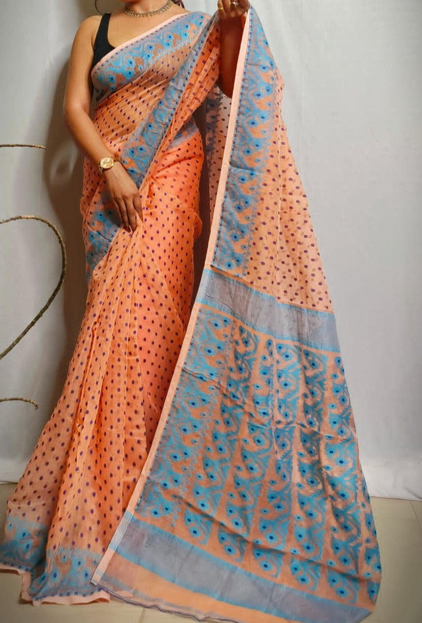 Shyamal | Soft dhakai in cotton saree