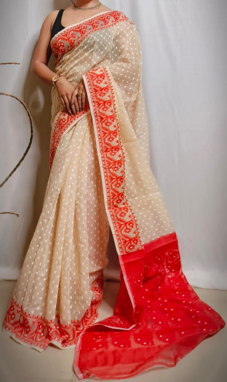 Shyamal | Soft dhakai in cotton saree