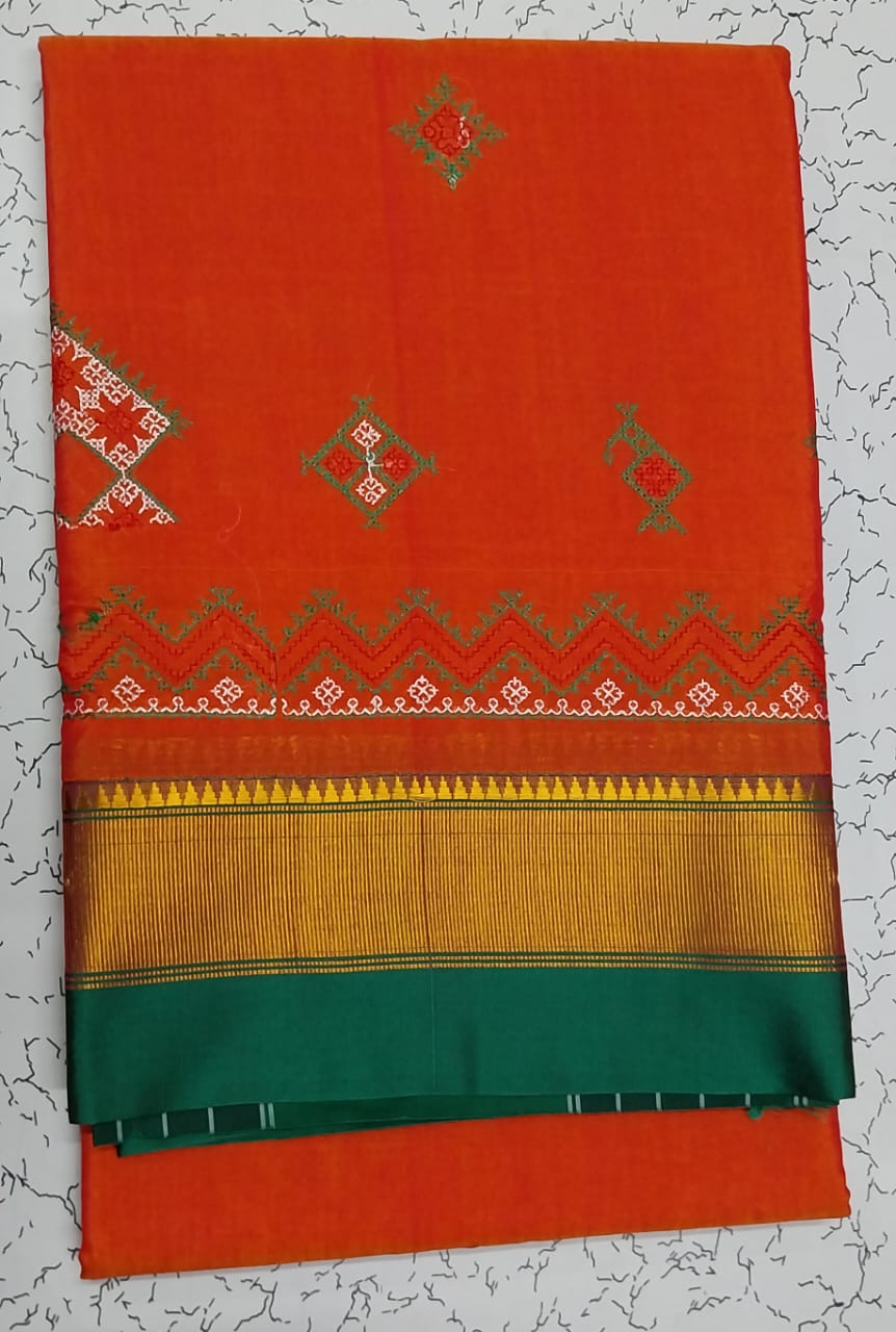 Karnataka kasuti work saree in cotton