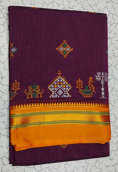 Karnataka kasuti work saree in cotton