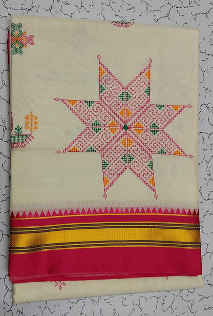 Karnataka kasuti work saree in cotton