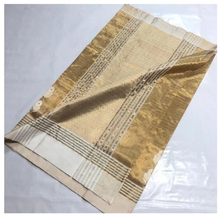 Teej | Golden chanderi saree in