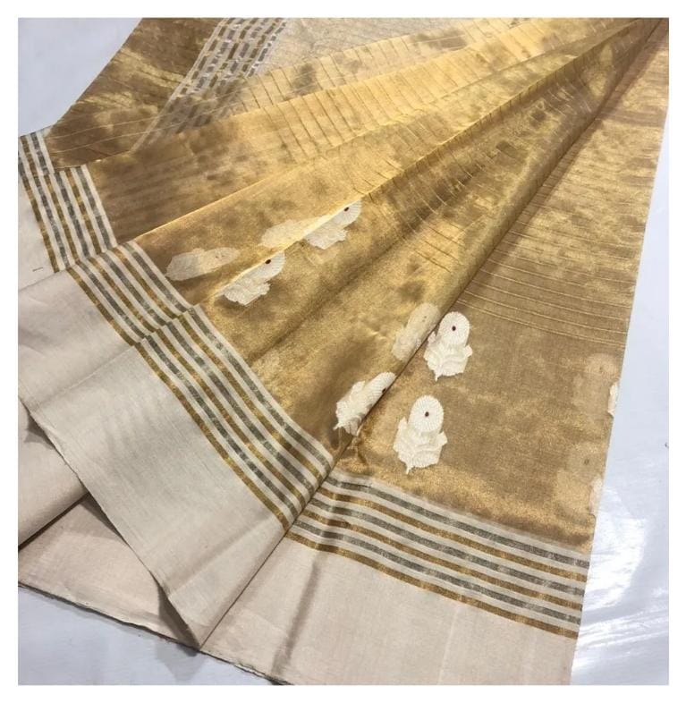 Teej | Golden chanderi saree in