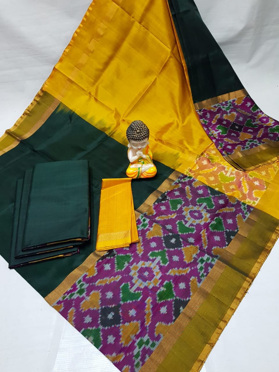 Buy Green and Gold Uppada Soft Silk Pattu Full Silver and Gold Butta Saree  Light Weight Saree, Saree for Woman Online in India - Etsy