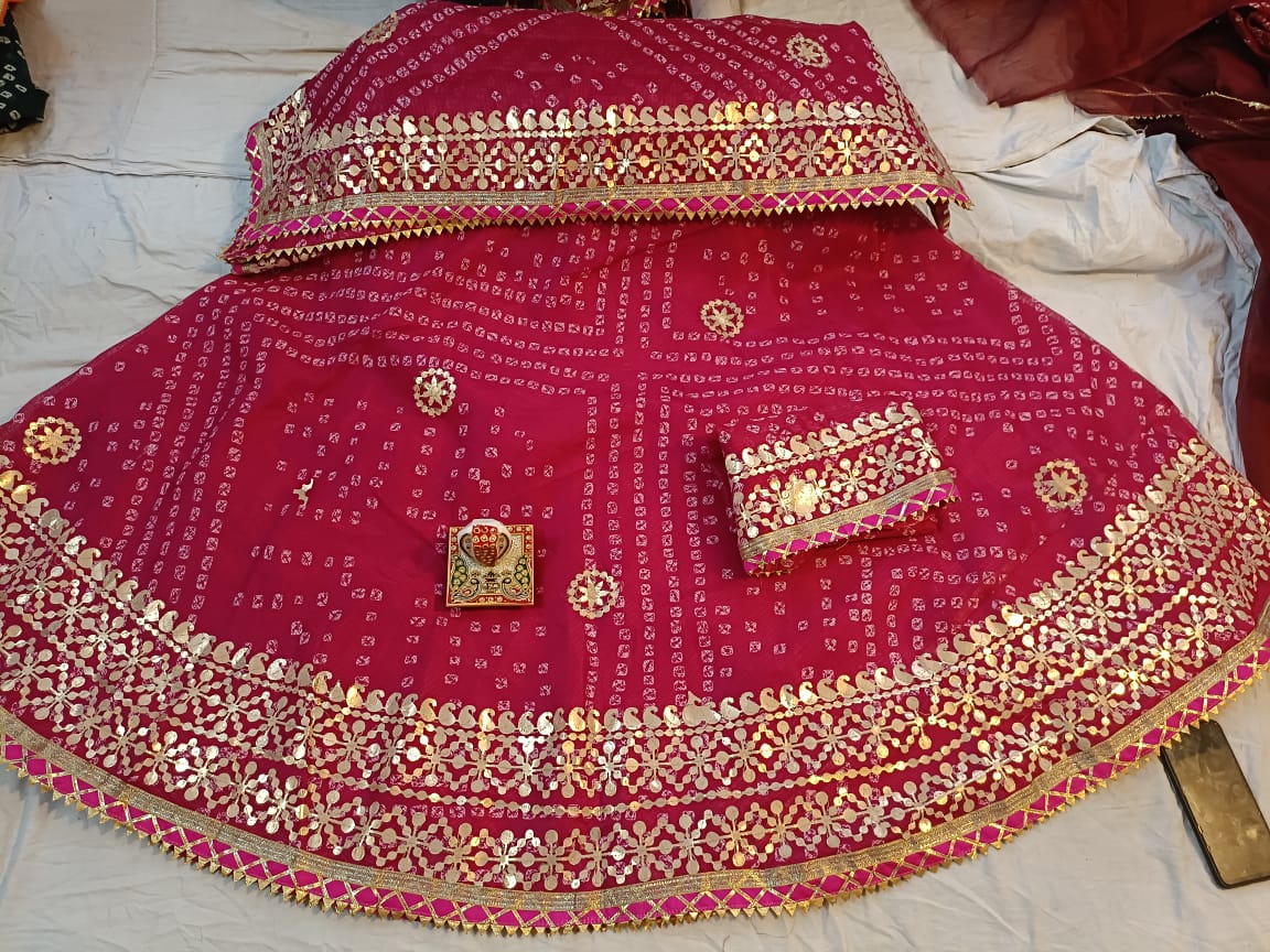 Bandhni lehengas in gota patti