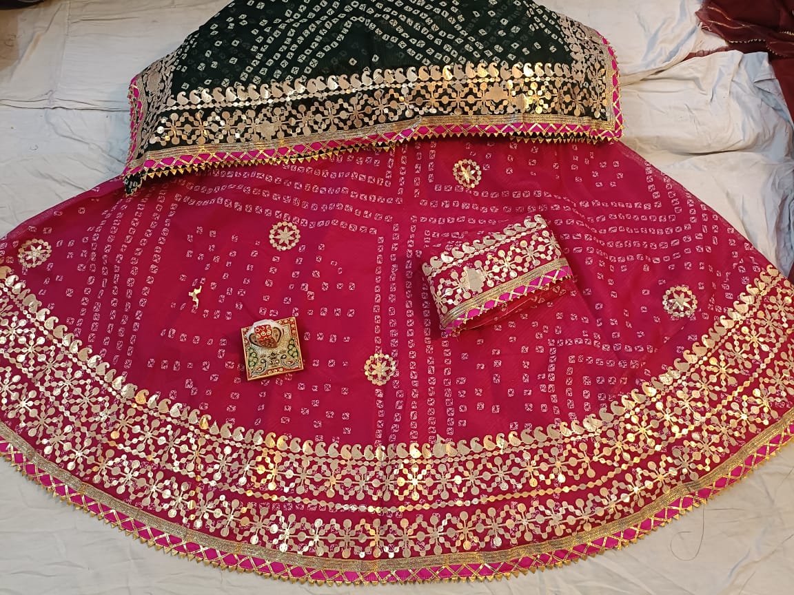 Bandhni lehengas in gota patti