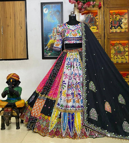 Printed silk lehengas