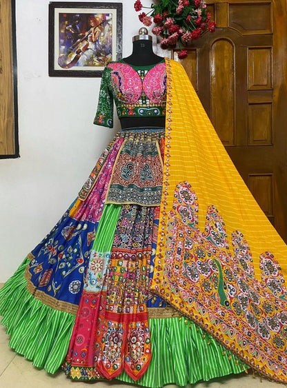 Printed silk lehengas