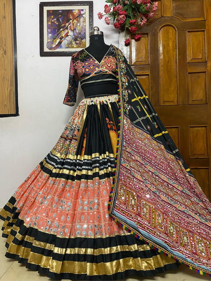 Printed silk lehengas