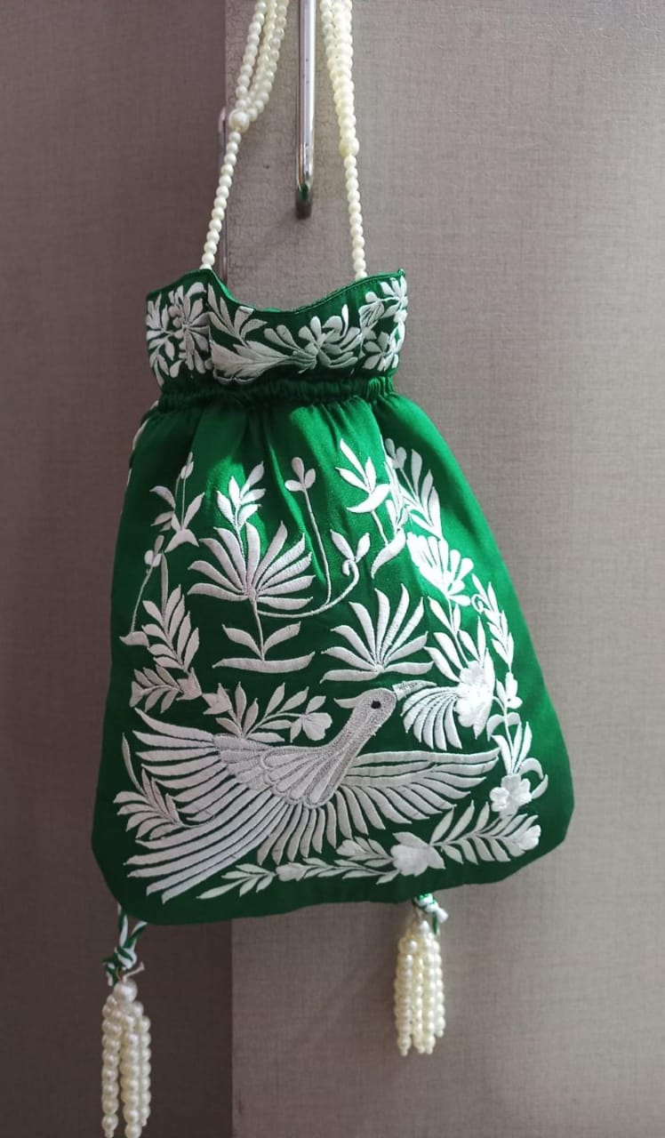 Indira | Parsi potlis in Green color