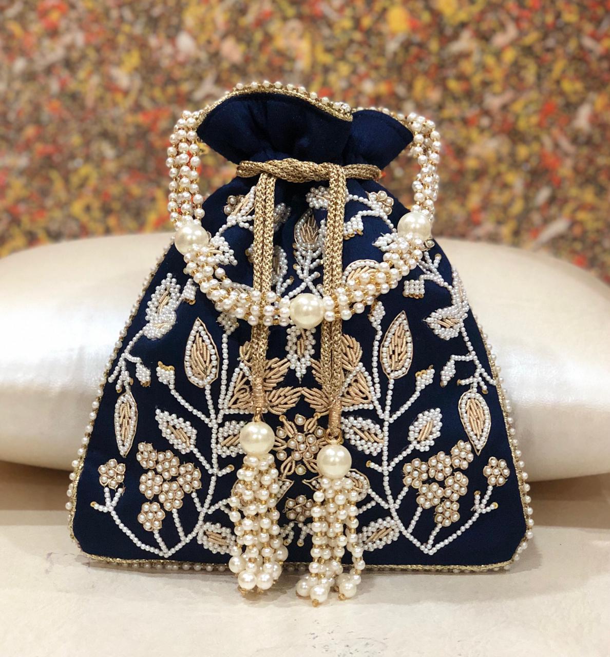 Kashvi | Heavy Zardosi Potlis in Darkblue color