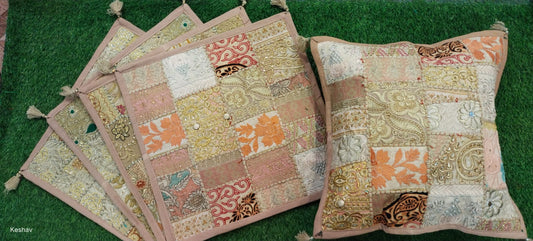 Aruna  | handmade vintage style kambadiya work cushion covers in Lavenderblush color