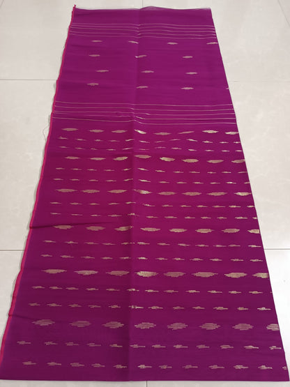 Mirza |  Bangladesi Half Silk Jamdani Saree in Burgundy