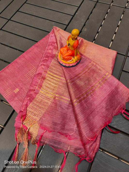 Tanvi | Baswada Silk With Blouse Piece In Salmon Color