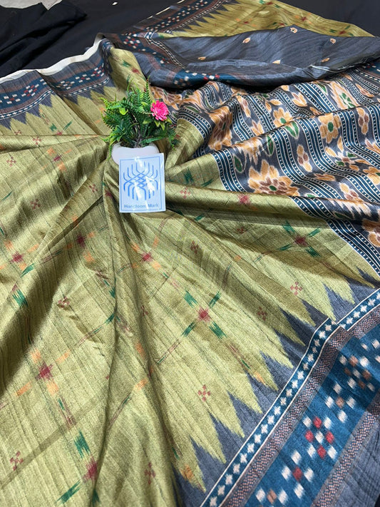Mirha | Semi Tussar Silk With Digital Handloom Print And Contract  Blouse