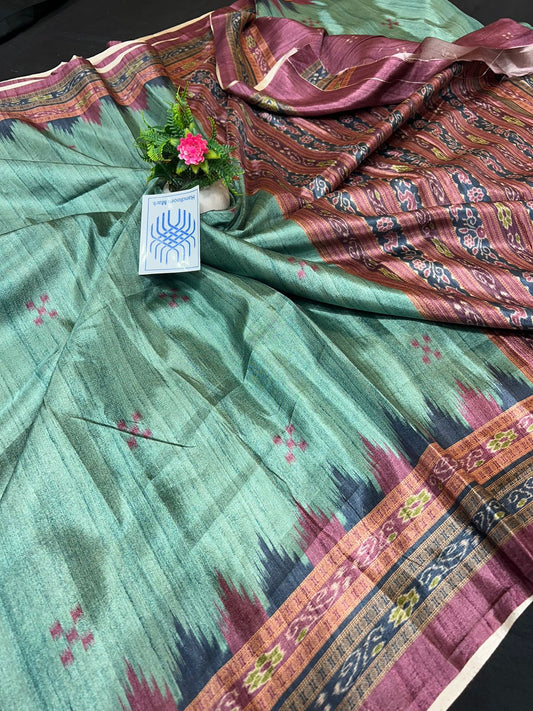 Adhira | Semi Tussar Silk With Digital Sambalpuri Print And Contract  Blouse