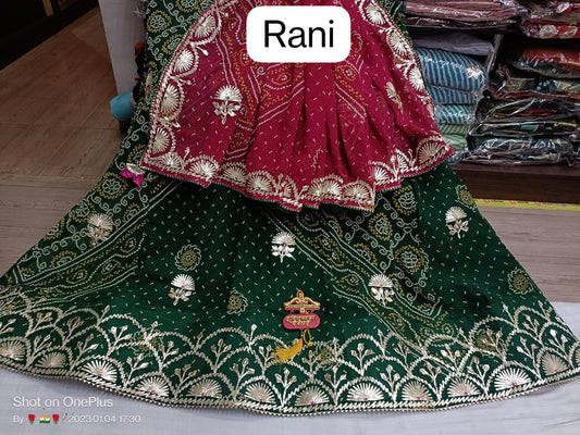 Rachana | Pure 60g Georgette Fabric Lahnga Rai Bandej With Kacha Gota Patti Work