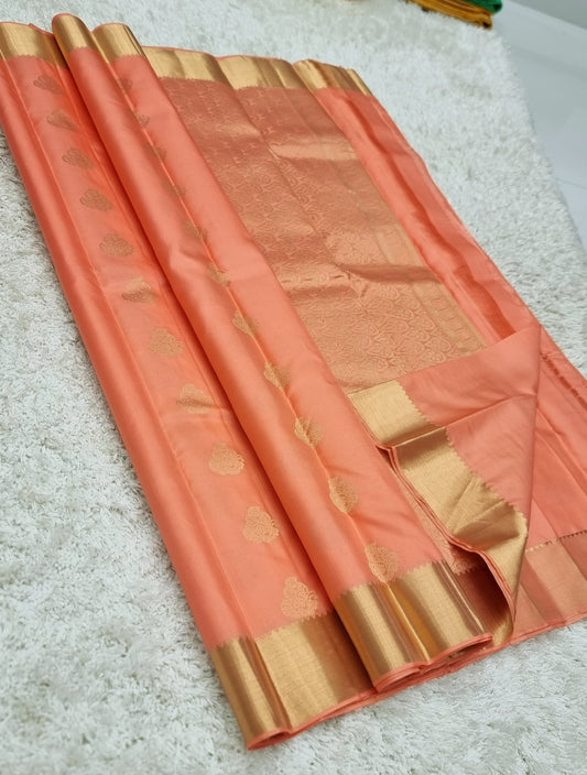 Daksha | Kanchipuram Pure Silk Orange Saree