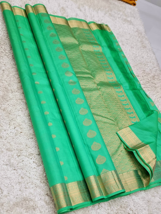 Ena | Kanchipuram Pure Silk Green Saree