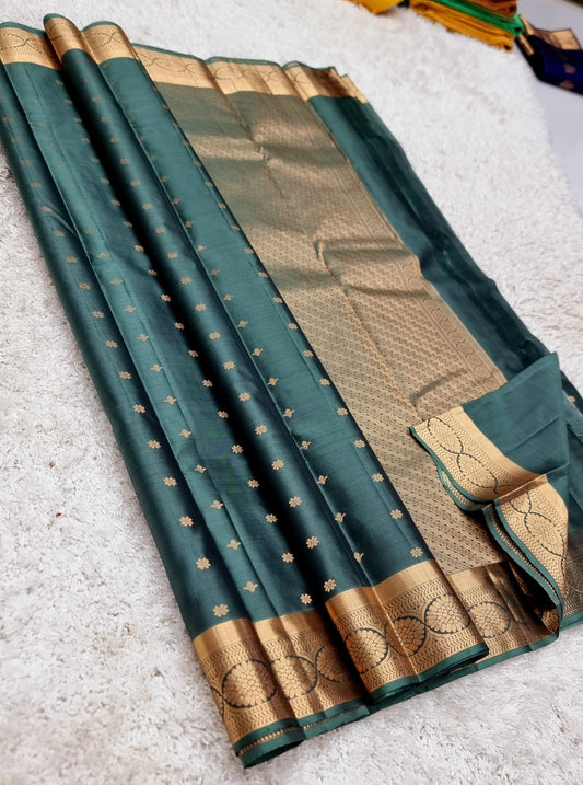 Ela | Kanchipuram Pure Silk Blue Saree