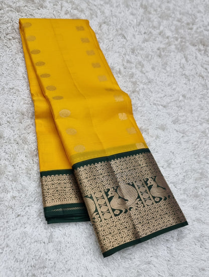 Charvi | Kanchipuram Pure Silk Yellow gold Color Saree