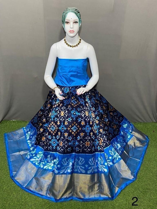 Kaushika | Ikkat kanchi border silk lehenga