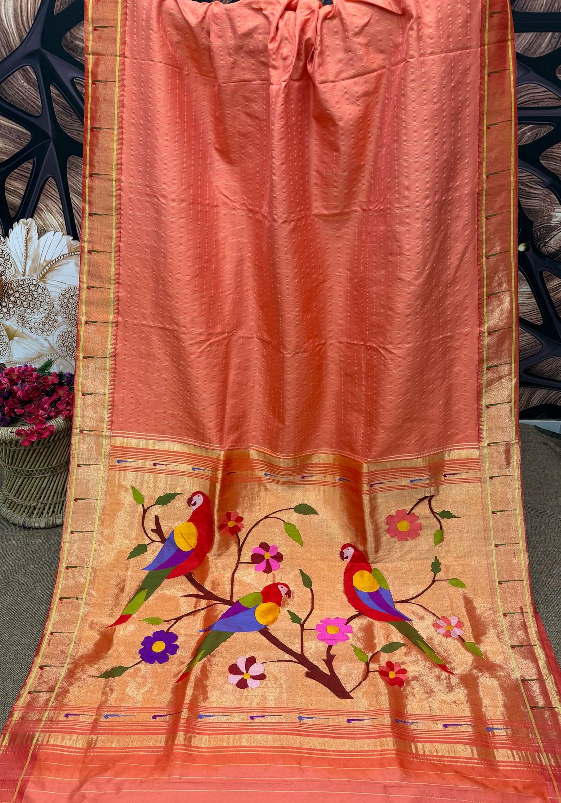 Khag | pure silk brocade jari paithani saree