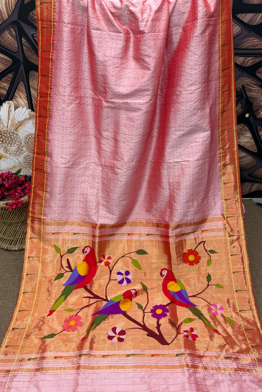 Khag | pure silk brocade jari paithani saree