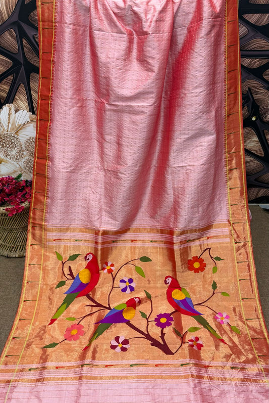 Khag | pure silk brocade jari paithani saree