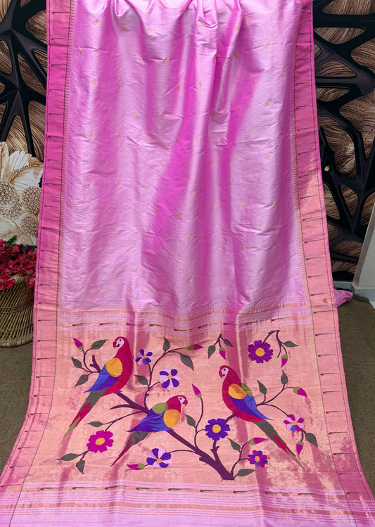 Khag | pure silk brocade jari paithani saree