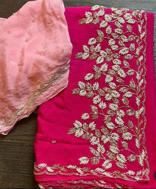 Chiranta | Chinon Silk Cutdana Saree