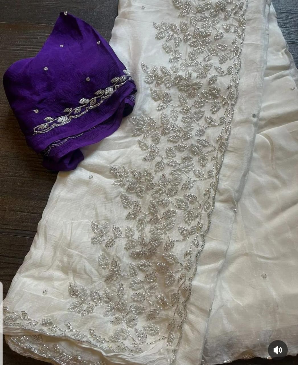 Chinthna | Chinon Silk Cutdana Saree