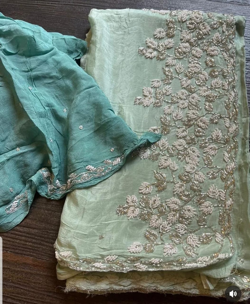 Chintna | Chinon Silk Cutdana Saree