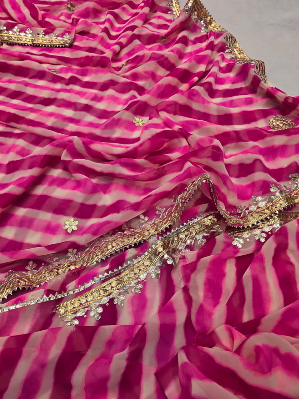Kamalakshi | Georgette Lehariya Saree with GotaPatti work