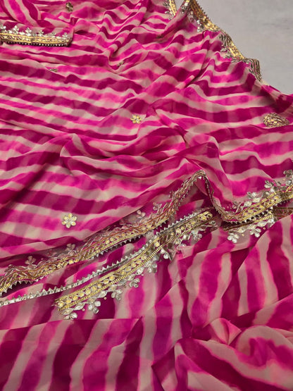 Kamalakshi | Georgette Lehariya Saree with GotaPatti work