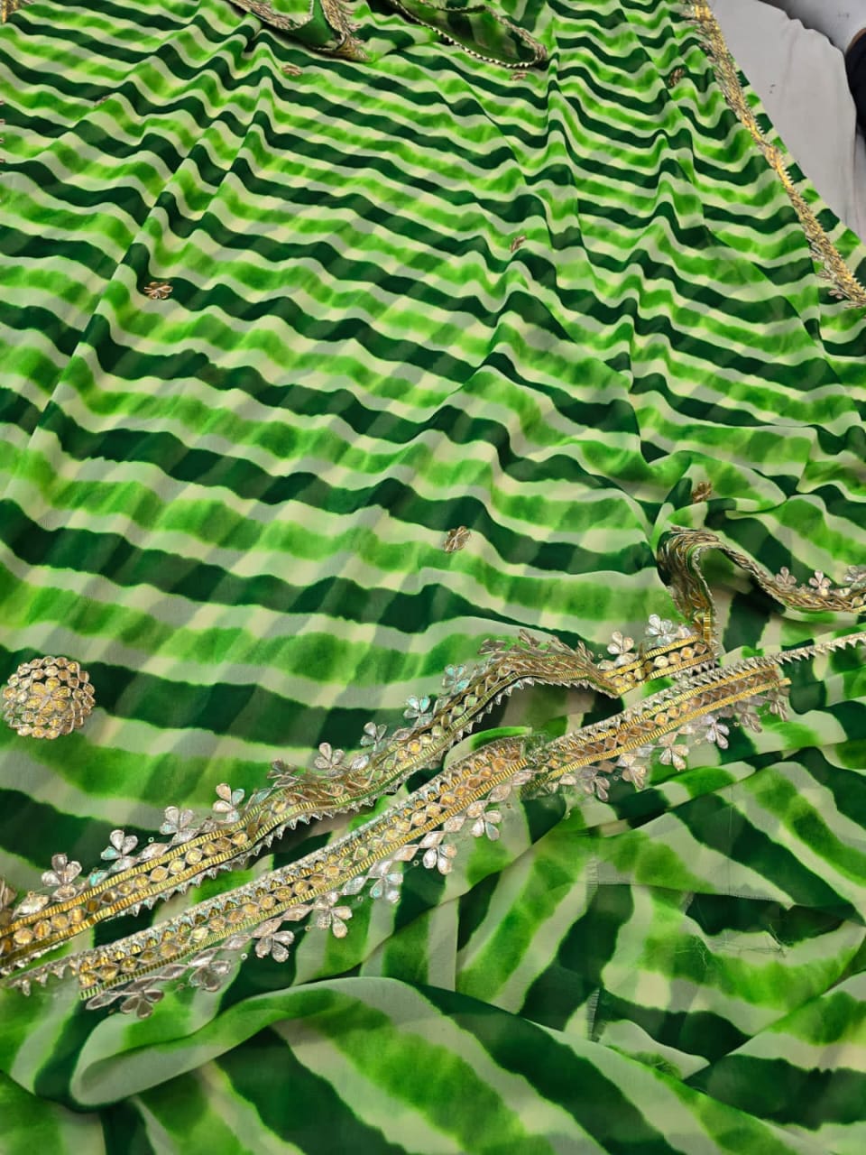 Beenakshi | Georgette Lehariya Saree with GotaPatti work