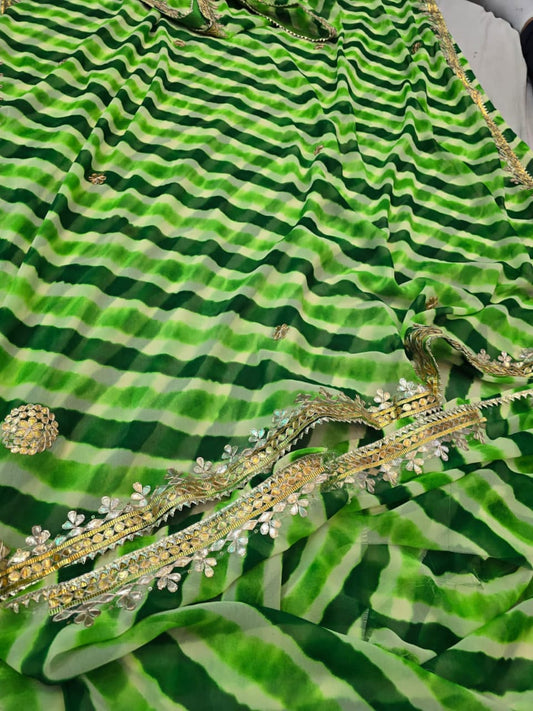 Beenakshi | Georgette Lehariya Saree with GotaPatti work