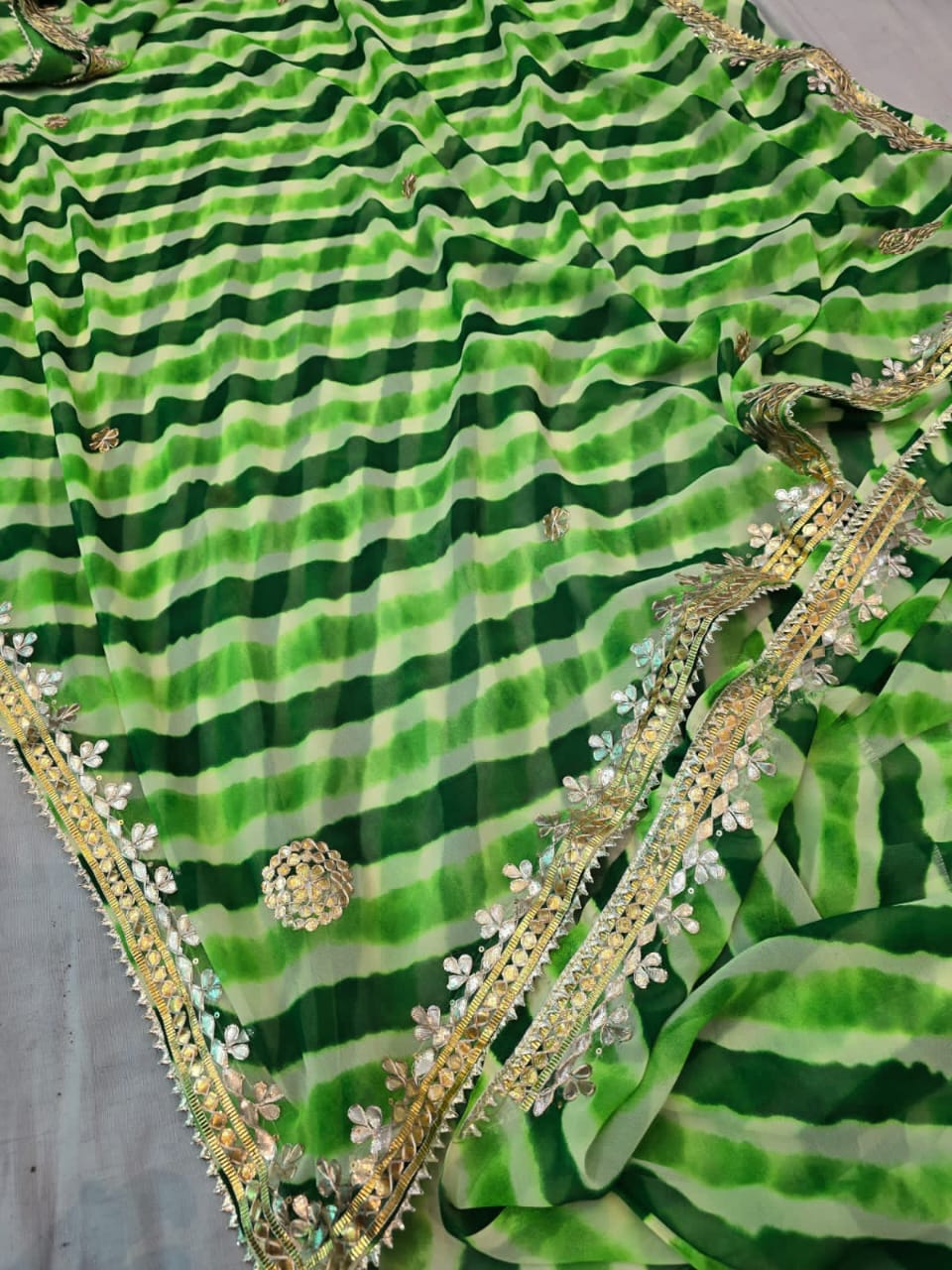 Beenakshi | Georgette Lehariya Saree with GotaPatti work