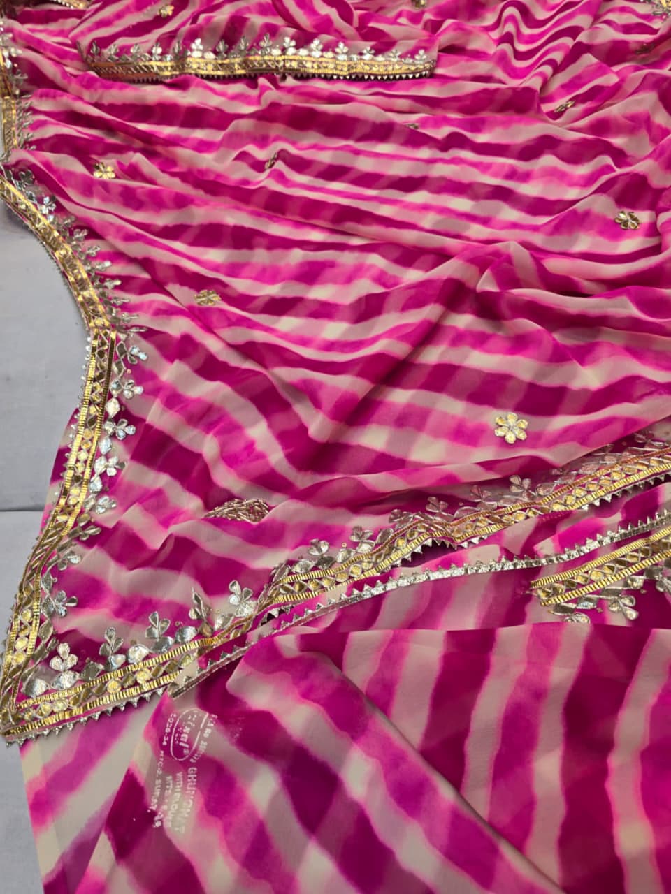 Kamalakshi | Georgette Lehariya Saree with GotaPatti work