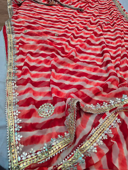 Pancharangi | Georgette Lehariya Saree with GotaPatti work