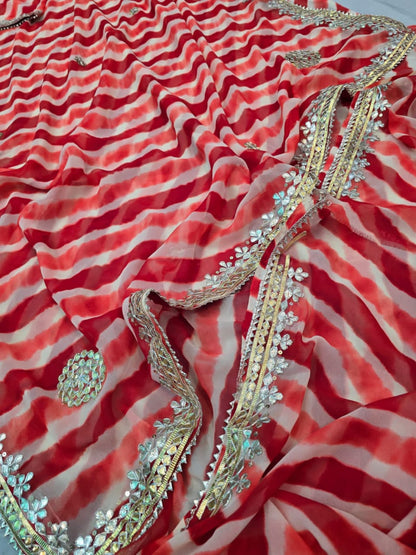 Pancharangi | Georgette Lehariya Saree with GotaPatti work