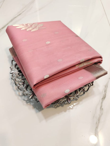 Gulab | blush pink katan silk chanderi saree