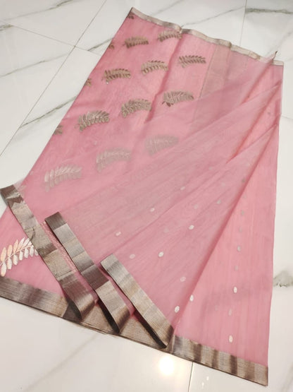 Gulab | blush pink katan silk chanderi saree