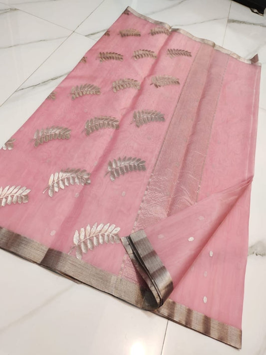 Gulab | blush pink katan silk chanderi saree