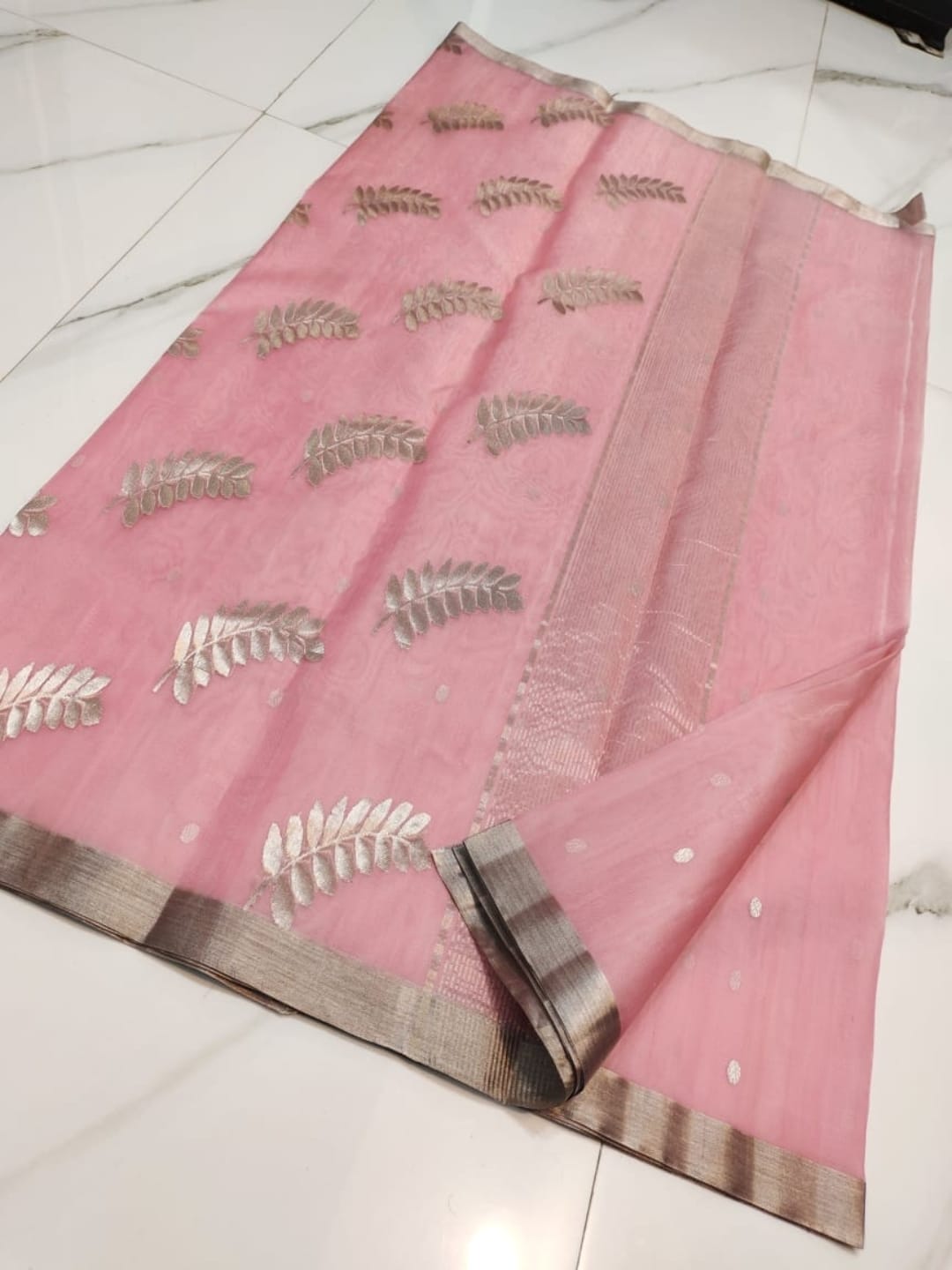 Gulab | blush pink katan silk chanderi saree
